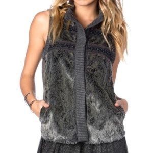 Miss Me Faux Fur Beaded Vest
